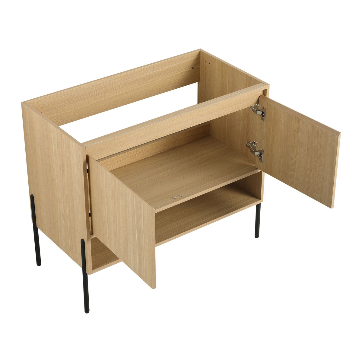 Modern Bathroom Vanity Combo with Single Resin Sink and Storage Cabinet - Light Brown
