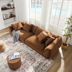 Nordic Modern Sofa With Removable Pillowcase and High Density Sponge - Dark Brown