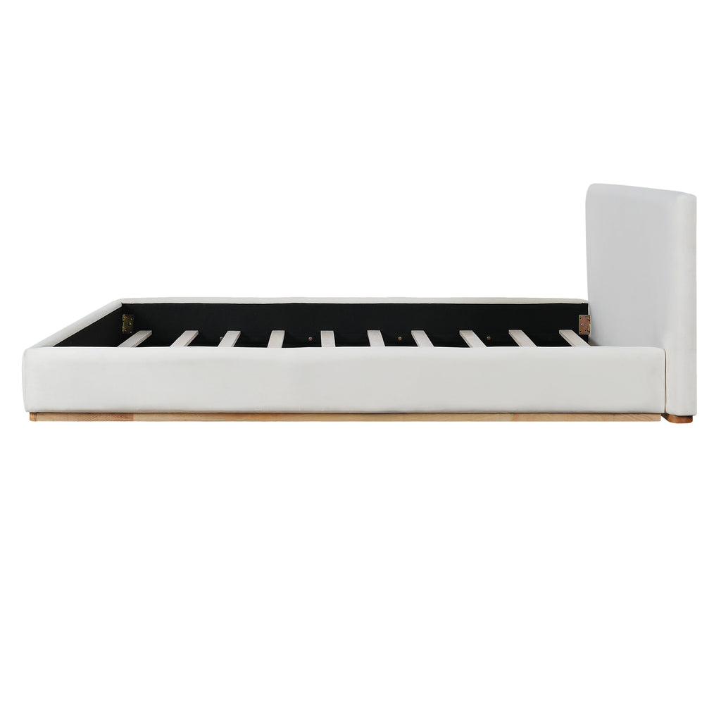 Elegant Upholstered Bed with Solid Wood Frame - Queen