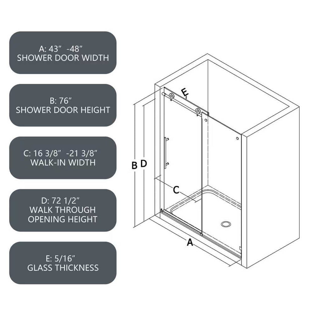 Brushed Nickel Frameless Shower Door with Soft Closing - 48 in x 48 in
