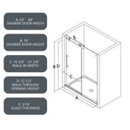 Brushed Nickel Frameless Shower Door with Soft Closing - 48 in x 48 in