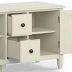 Wide Solid Wood TV Stand with Ample Storage - Dark Brown, White, Gray
