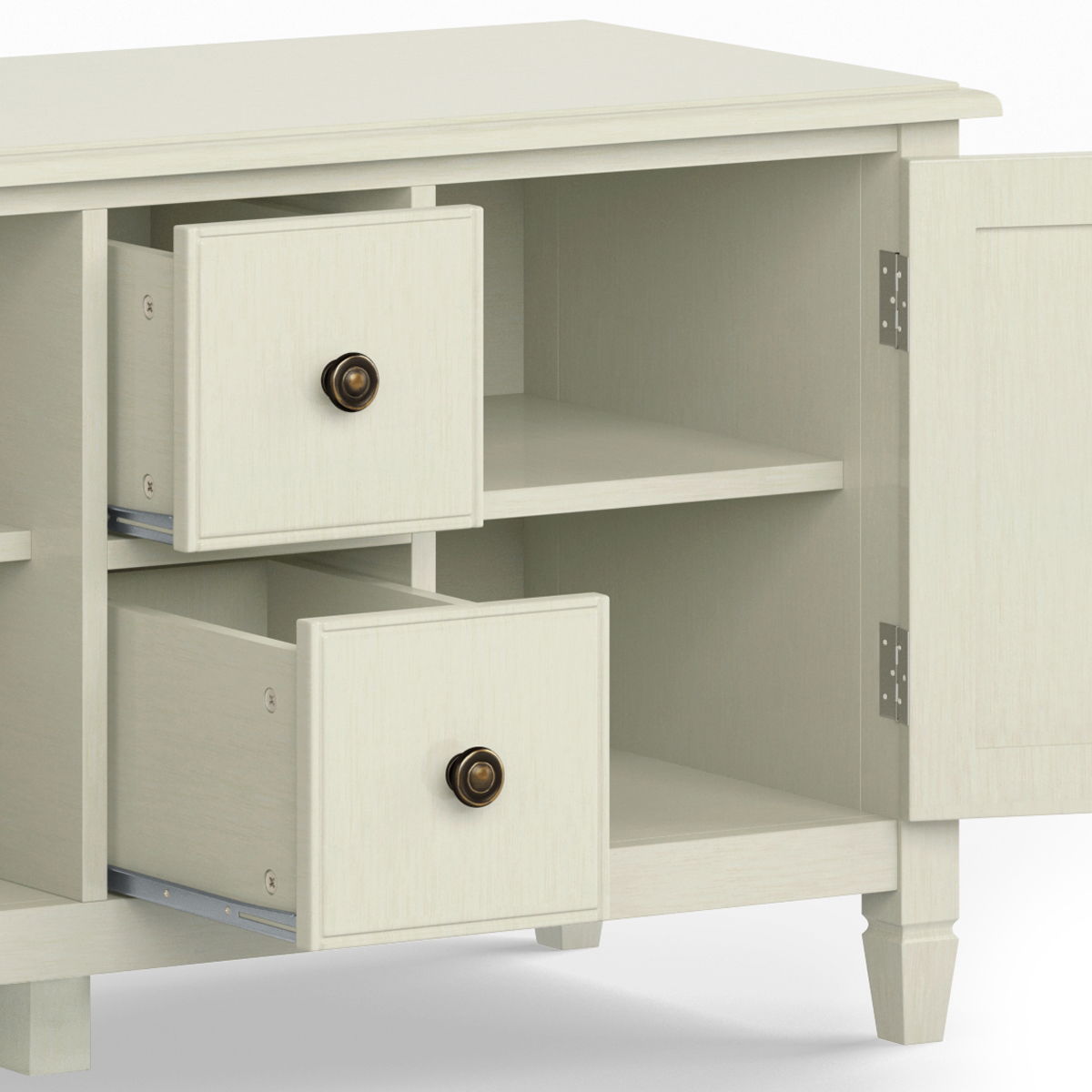 Wide Solid Wood TV Stand with Ample Storage - Dark Brown, White, Gray