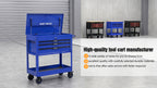 3 Drawers Multifunctional Tool Cart With Wheels - Blue & Black