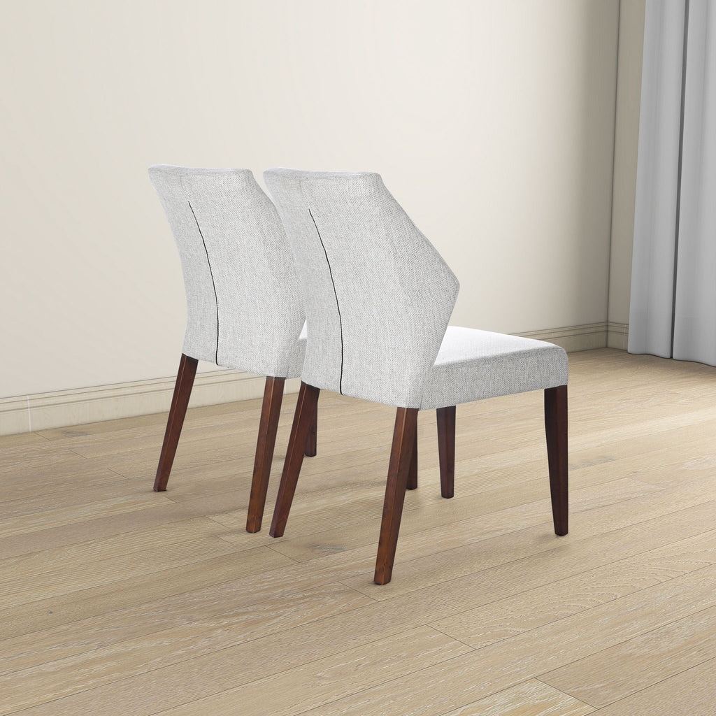 Light Gray Dining Chair Set of 2 with Solid Wood Frame - Upholstered