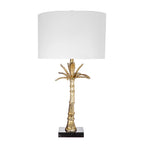 Gold Leaf Table Lamp with Marble Base - Gold