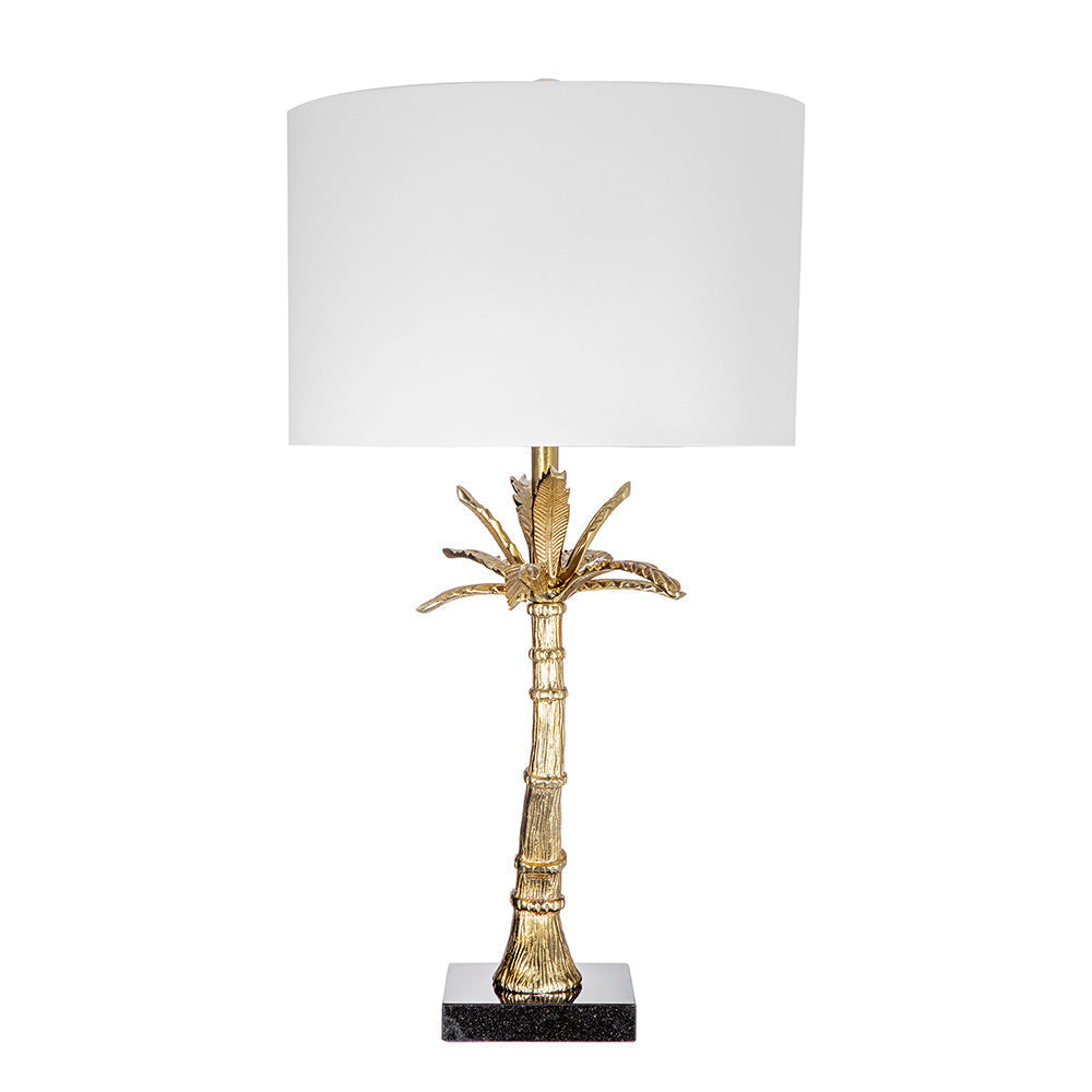 Gold Leaf Table Lamp with Marble Base - Gold