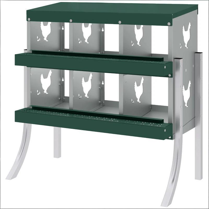Galvanized Steel Outdoor Egg Laying Boxes with Sloped Floor - Silver