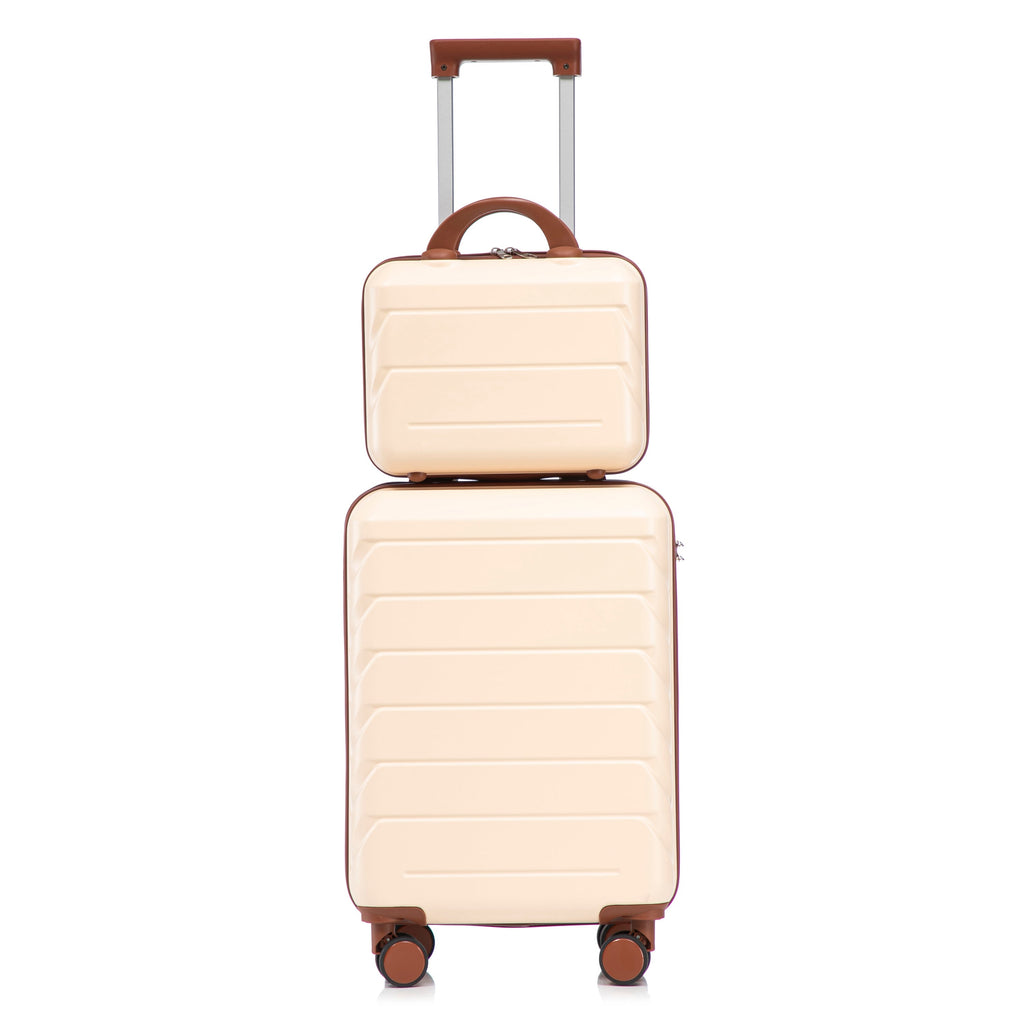 Beige 2-Piece Spinner Luggage Set with Hard Shell - Beige