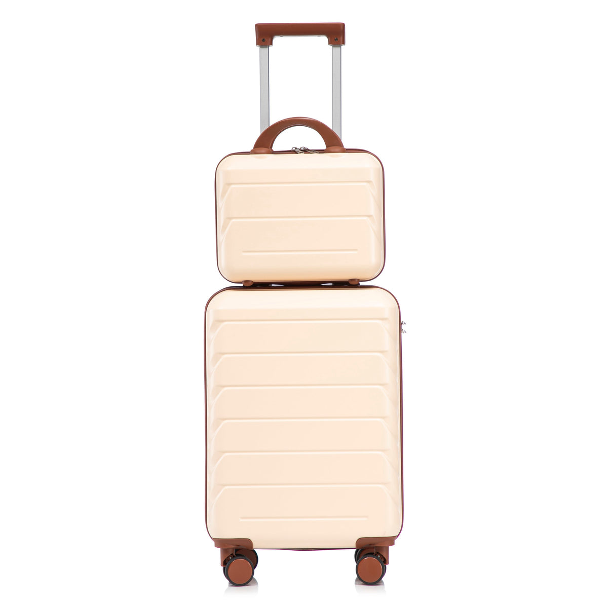 Beige 2-Piece Spinner Luggage Set with Hard Shell - Beige