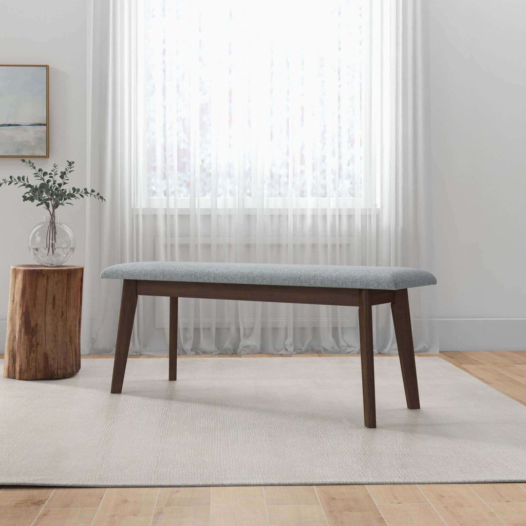 Carlos Upholstered Bench with High Density Foam Cushion - Gray
