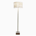 Gold Floor Lamp with Marble Base and Imitation Leather Shade