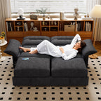 Grey Multifunctional Sofa Bed with Convertible 85-Inch Design - Plush Fabric
