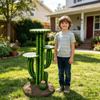 32'' Resin Saguaro Cactus Plant Stand with Three Display Shelves - Green