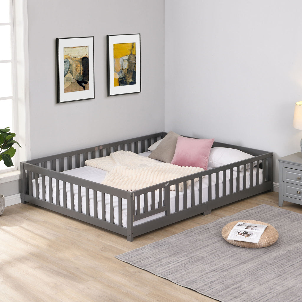 Solid Floor Bed with Door and Safety Fence - Full or Twin Size