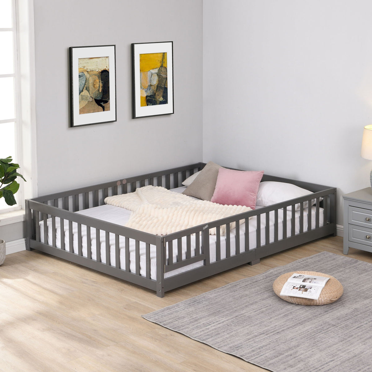 Solid Floor Bed with Door and Safety Fence - Full or Twin Size