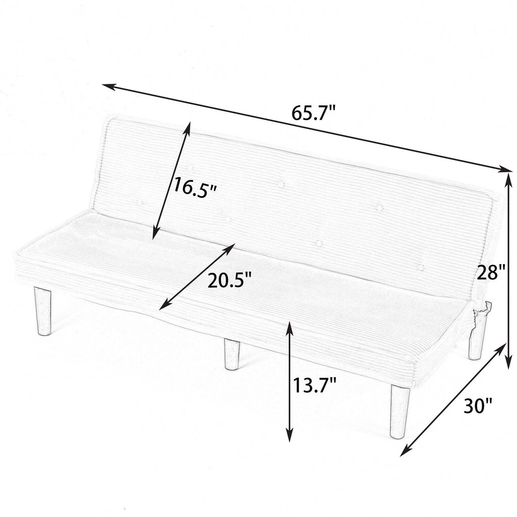 Versatile Sofa Bed with Solid Wood Frame - Pink, Beige, or Black