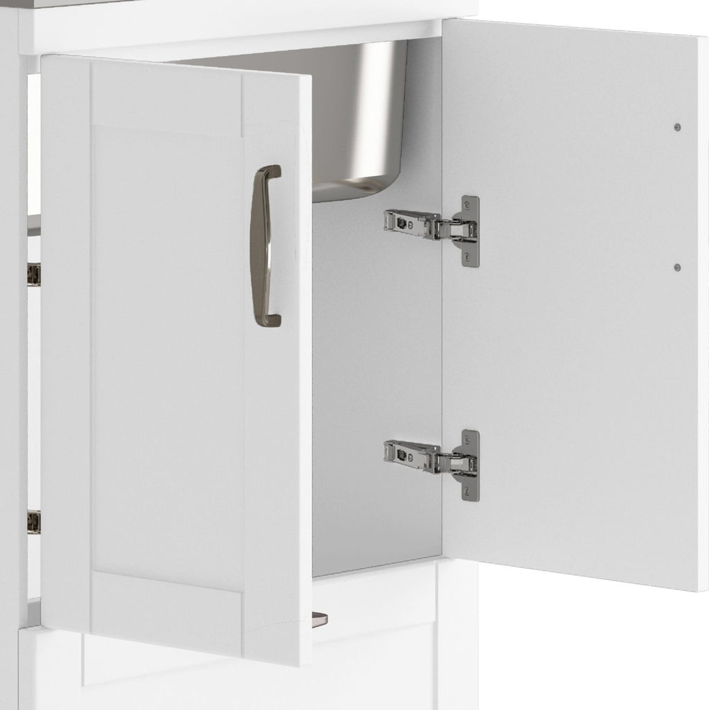 Deluxe Laundry Cabinet with Pull-Out Faucet and Stainless Steel Sink - White