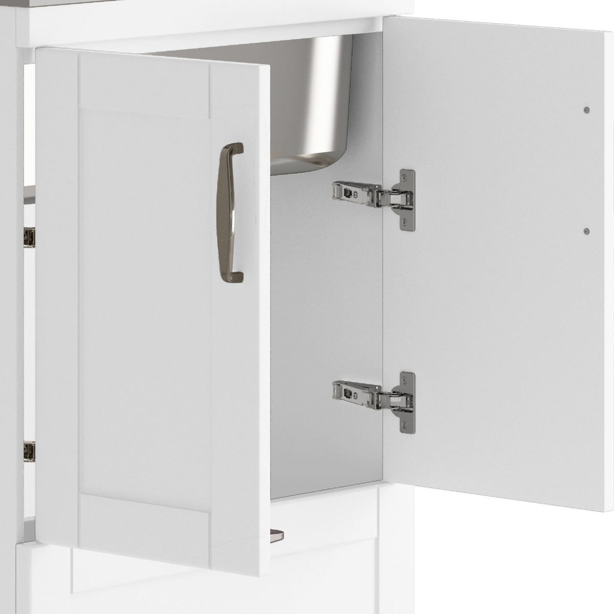 Deluxe Laundry Cabinet with Pull-Out Faucet and Stainless Steel Sink - White