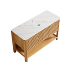 Sharma 48" Freestanding Cabinet with 3 Doors & Open Shelf - Carrara