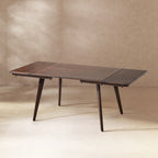 Capri 47-78.5" Solid Red Oak Dining Table with Extending Leaves - Dark Brown or Brown