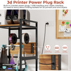 3D Printer Stand with Filament Storage and Power Panel - Black