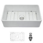 Farmhouse Ceramic Apron Front Single Bowl Kitchen Sink with Durable Design - White or Black