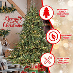 Full-Bodied Pre-Lit Evergreen Christmas Tree with 350 Warm White Lights - Green