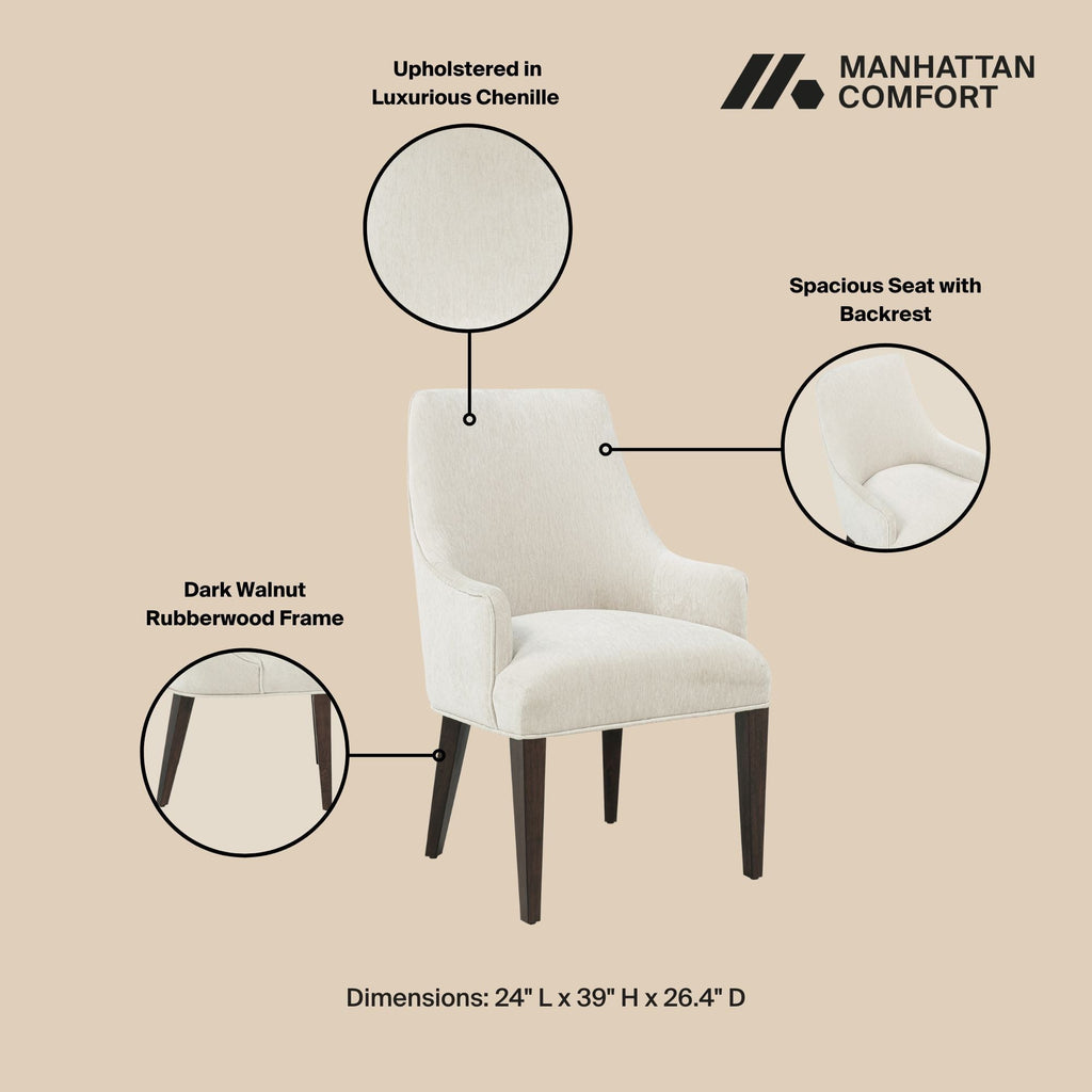 Upholstered Armchair with Ergonomic Backrest - Beige or Dark Gray