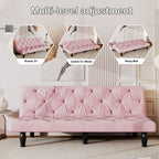 Sofa Bed With Adjustable Backrest with Premium Fabric – Black or Pink