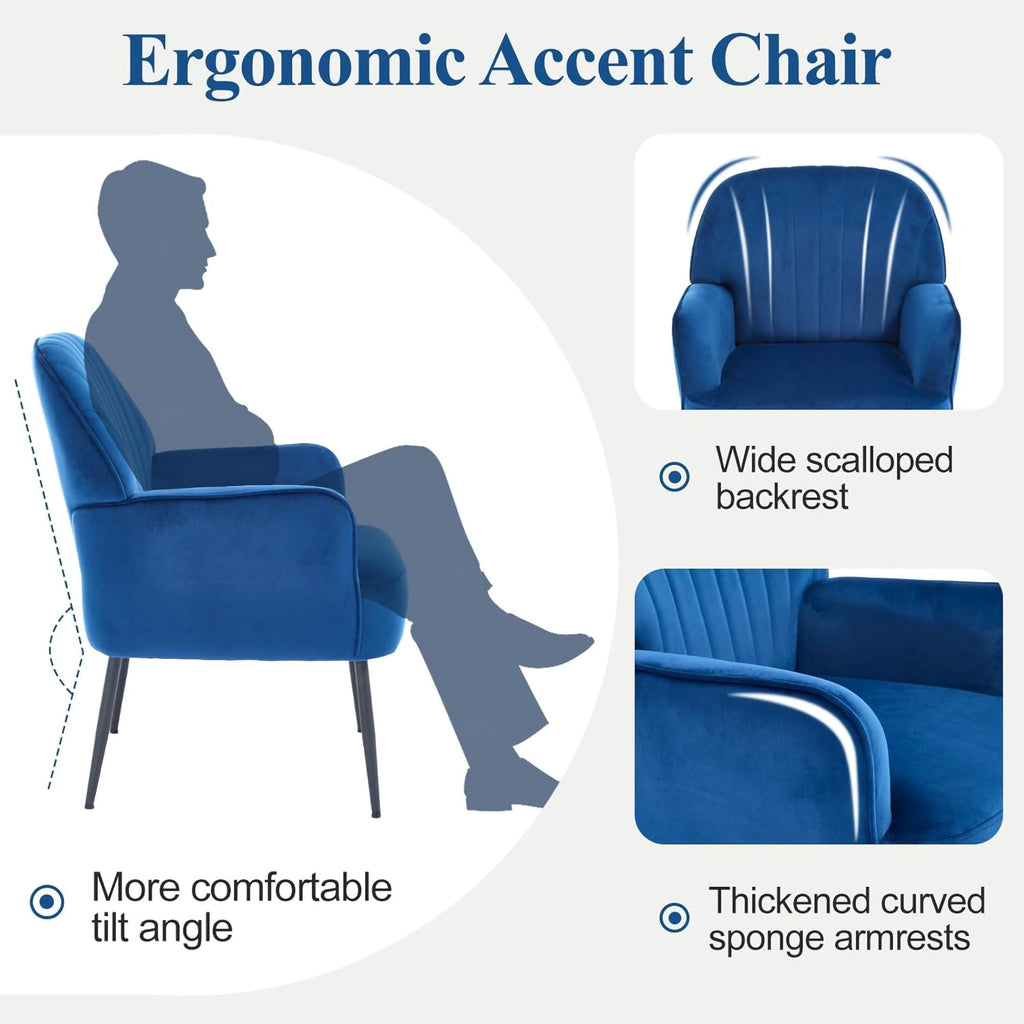 Upholstered Accent Armchair with Shell-Shaped Design - Multiple Colors
