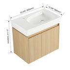 Modern Bathroom Vanity with Ceramic Basin and Storage Cabinet - Light Brown, Black, or White