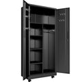Rolling Metal Storage Locker Cabinet with Lockable Doors - Steel