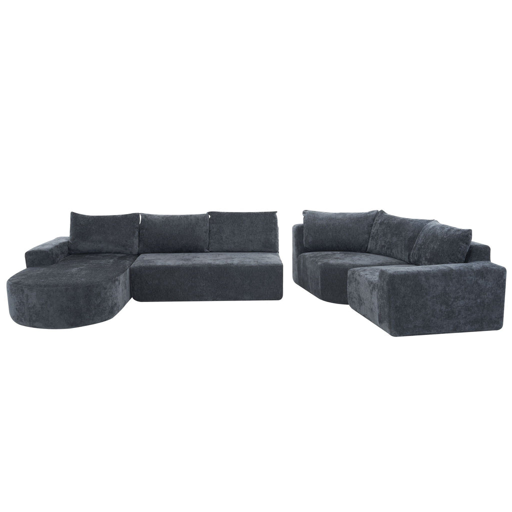 Modular Cloud Sectional Sofa Set with Deep Seating - Choose Beige, Dark Gray, or Dark Brown