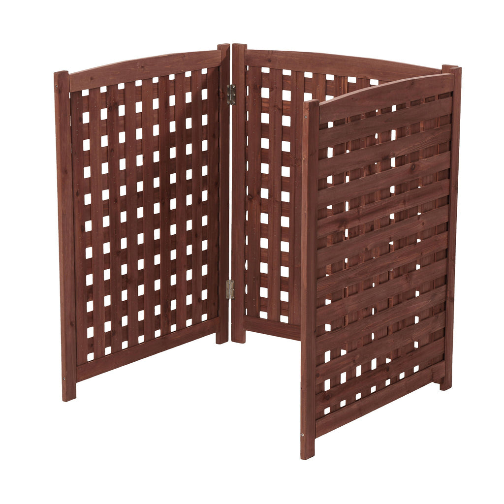 3 Panel Outdoor Air Conditioner Fence Screen with Solid Wood - Light Brown or Dark Gray