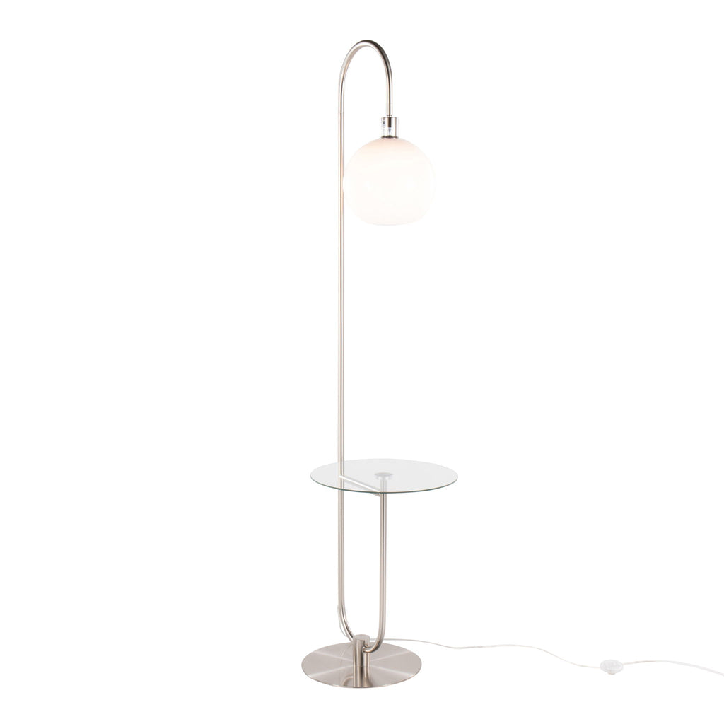 Contemporary Floor Lamp with Tempered Glass Table - Gray