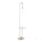 Contemporary Floor Lamp with Tempered Glass Table - Gray