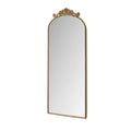 Vintage Arched Full Body Mirror with Carved Applique - Bronze or Pearl Silver