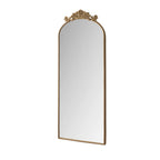 Vintage Arched Full Body Mirror with Carved Applique - Bronze or Pearl Silver