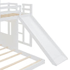 Loft Bunk Bed With Playhouse, Slide, and Guardrails - Twin Over Full