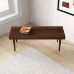 Dark Brown Wood Accent Bench with Solid Wood Frame - Mia