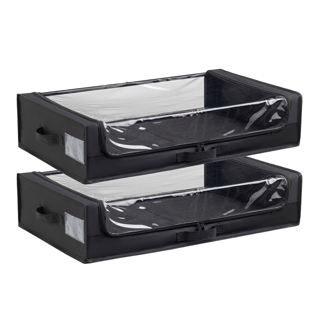 Set of 2 Under-Bed Rolling Storage Containers with Wheels - Polyester