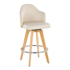 Contemporary Fixed Height Counter Stool with Bamboo Back & Swivel - Beige or Dark Gray