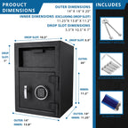 Solid Steel Keypad Depository Safe with Digital Access - Black