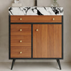Modern Free-Standing Bathroom Vanity with Ceramic Sink & Sintered Stone Top - White