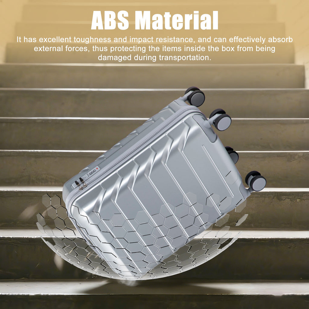 20 Inch ABS Hard Shell Luggage with Spinner Wheels - Silver