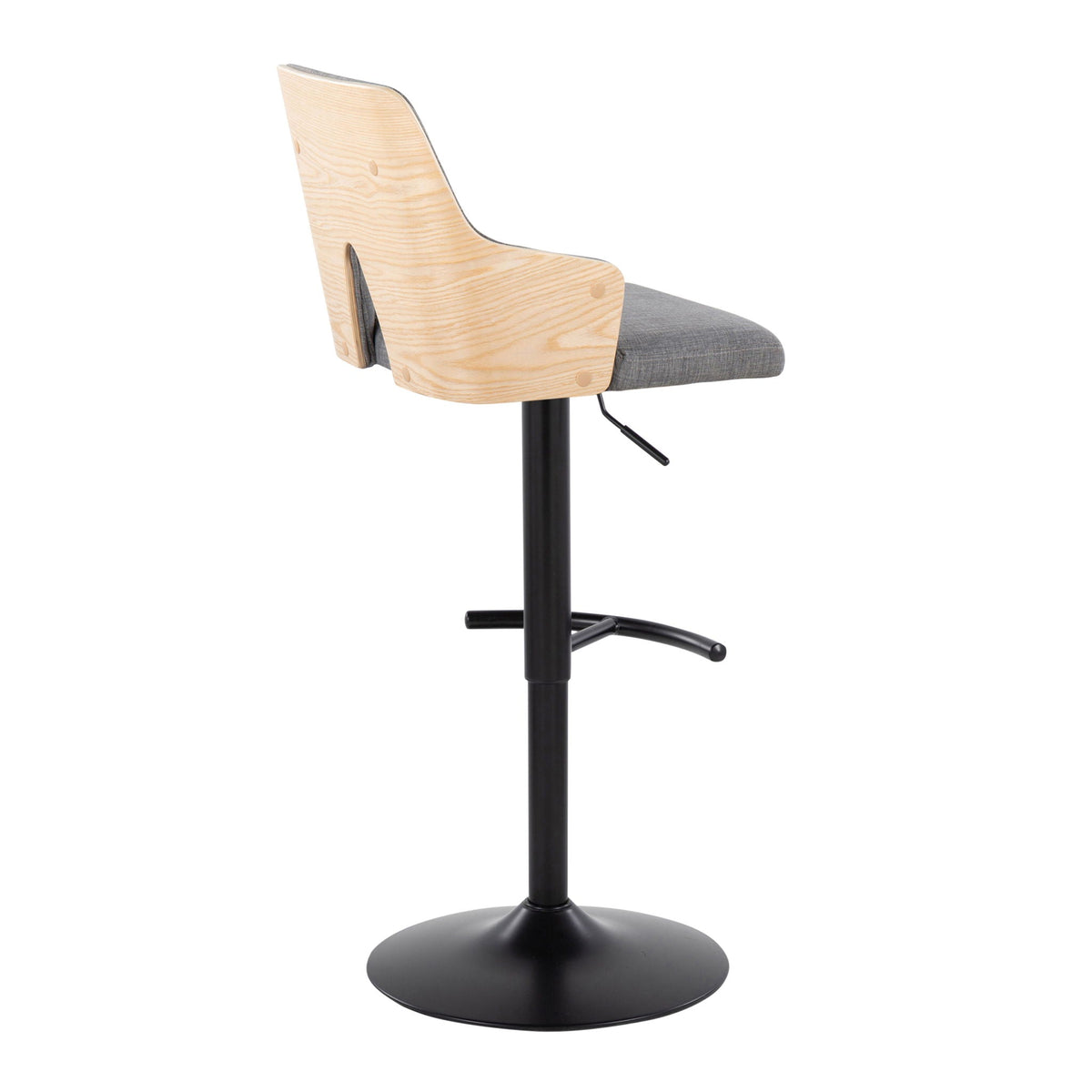 Contemporary Adjustable Barstool Set with Swivel and Rounded T Footrest - Gray or White