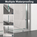 34"W x 72"H Frameless Circular Pivot Shower Door with Tempered Glass - Chrome