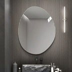 Asymmetrical Bathroom Wall Mirror with Shatterproof Back - Silver