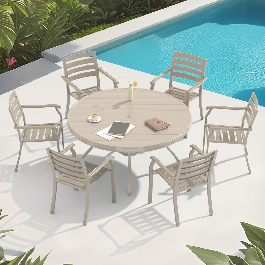 Iron Terrace Dining Chairs with Ecoating Finish - Cream Color
